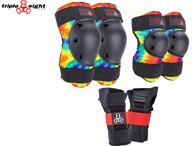 国内正規品 トリプルエイト プロテクター ジュニア 3点セット triple eight T8 Jr SAVER PROTECTIVE 3-PACK TIE DYE スケボー ニーパッド リストガード 膝 肘 手首 ストリート パック セット 自転車 スケートボード BMX ピスト ヘルメット キッズ 子供 スノーボード 頭