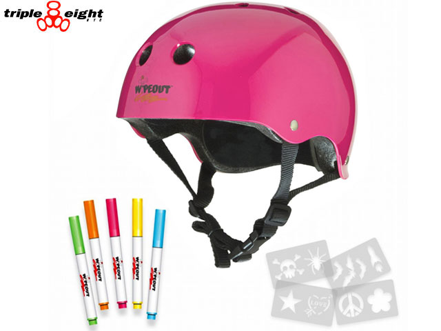 国内正規品 トリプルエイト triple eight T8 WIPE OUT ワイプアウト ネオンピンク NEON PINK 自転車 スケートボード BMX ピスト ヘルメット キッズ 子供 スノーボード 頭 保護 SKATEBOARD 落書き