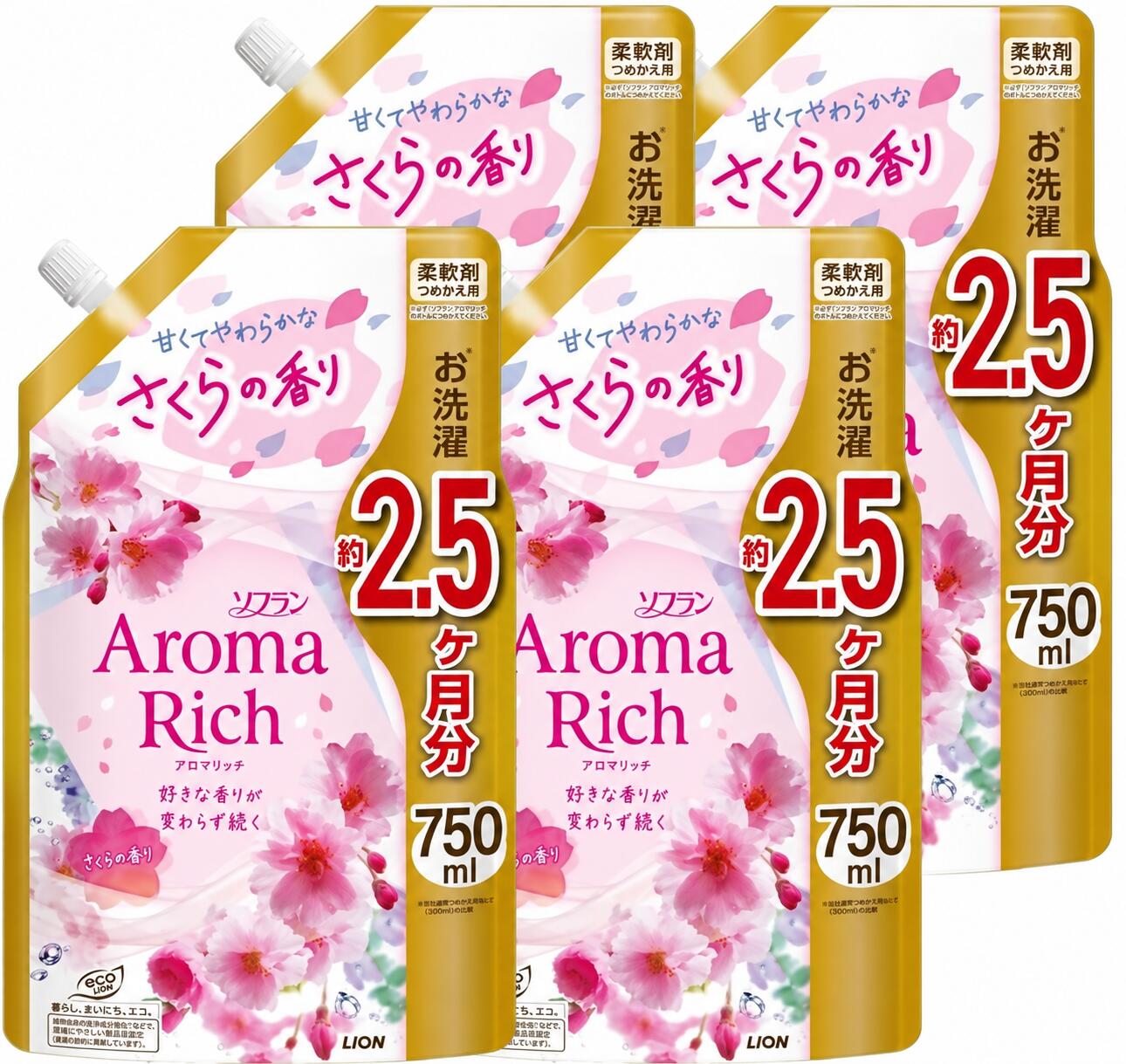 商品の説明 【特徴】 ●ヨレを防ぐ効果 ●“咲きたてアロマ製法”で、選んだときの香りの特徴が、キャップに注ぐときから衣類を脱ぐときまでずっと変わらずに続く、柔軟剤 ●天然ローズマリーオイルを配合した奥深い香り。 ●洗濯をくり返しても、シワやヨレを防いで見た目のキレイが続きます。 ●植物生まれの柔軟成分がセンイの1本1本まで柔らかく仕上げ、静電気も防ぎます。 ●防臭 ●抗菌効果で、衣類につく汗やタバコなどのイヤなニオイを抑えます。 　（すべての菌の増殖を抑えるわけではありません） ●赤ちゃんの衣類もやわらかに仕上げます。 ●部屋干し中もいい香り。 ●甘くてやわらかな さくらの香り 桜やチェリーの上品で甘酸っぱい香りを、やわらかなパウダリーで包み込んだ甘くやわらかな香り。 原材料・成分 界面活性剤（エステル型ジアルキルアンモニウム塩）、安定化剤