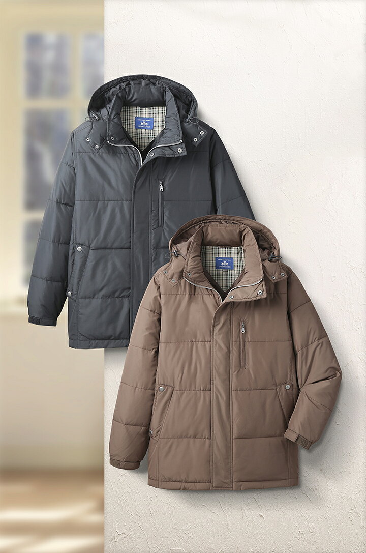 URBAN EXPRESS フード付き中綿ハーフコート アーバンエクスプレス ブラウン ブラック 秋 冬 秋物 冬物 M L LL シニアファッション メンズ 紳士 誕生日プレゼント 男性 父 祖父 ギフト 暖か あったか 対策 防寒着 おしゃれ父の日ギフト 年寄り プレゼント/敬老の日 ギフト sbn-10015955 SBN21 サンプル画像2