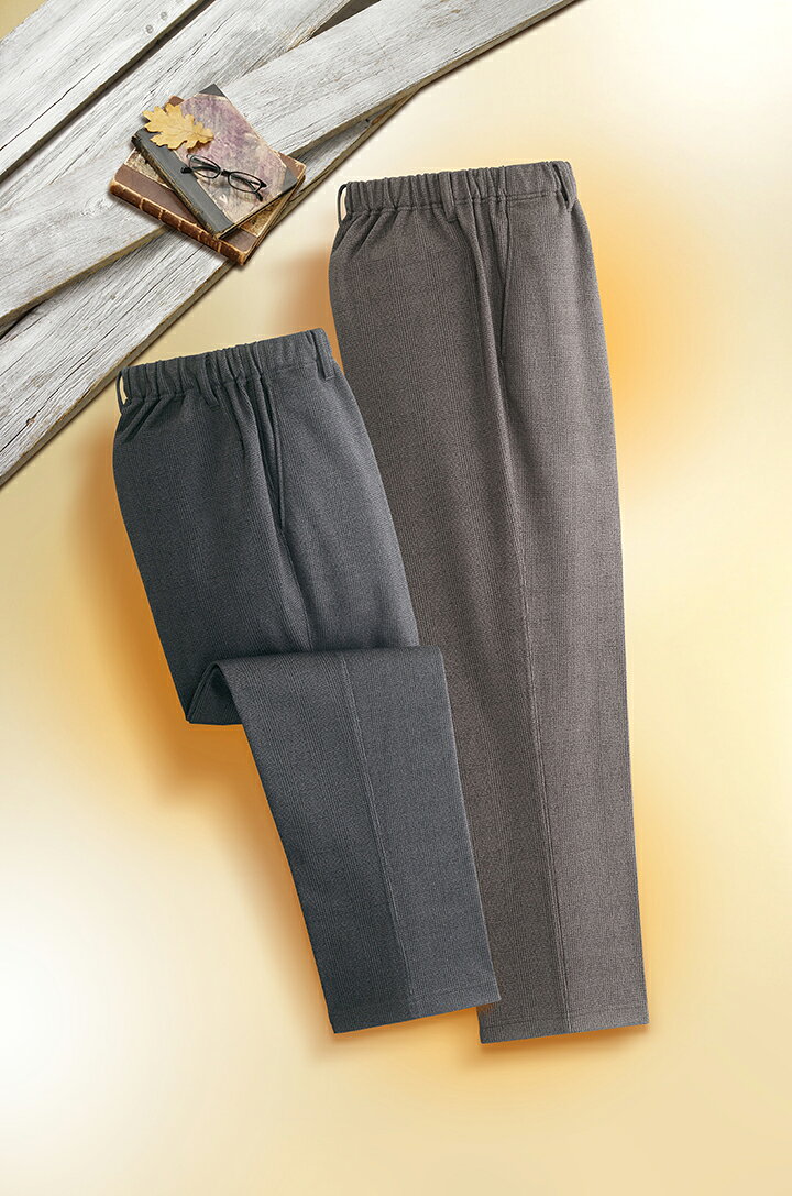 mij 日本製あったかチェック柄パンツ2色組 エムアイジェイ グレー系、ブラウン系の同サイズ2色組 秋 冬 秋物 冬物 M L LL シニアファッションメンズ 紳士 男性 父 祖父 ギフト 暖か あったか 防寒 対策 防寒着 おしゃれ父の日ギフト/敬老の日 ギフト sbn-10015950 SBN21 サンプル画像2