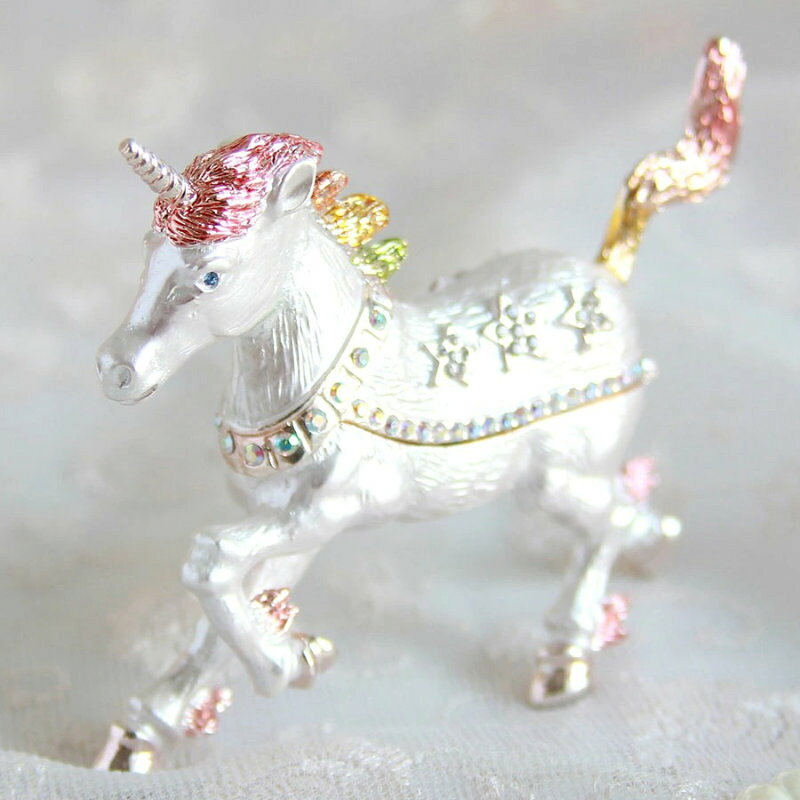 PICALS ユニコーン ジュエリーボックス 小物入れ アクセサリーケース 幸運モチーフ 一角獣 宝石箱 かわいい クリスマスギフト 誕生日 母の日 妻 クリスマス プレゼント 女子 女の子 女性 2026 午年 干支置物 馬 ピィアース 馬 グッズ 向け [3]