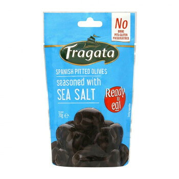 Fragata(フラガタ) ブラックオリーブ シーソルト 70g×8個セット 【種なし 塩味】 おつまみ パウチ 缶詰 アヒージョ ワイン スペイン産