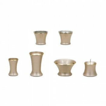 仏具 カヌレ 6点セット ALTE MEISTER アルテマイスター 小 ベージュ 真鍮製 前香炉 花立 火立 茶湯器 ..