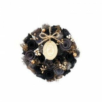 ワンカラーリース GREEN HOUSE ブラック 壁掛け おしゃれ 天然素材 発泡スチロール 木製 手作り リース SS 5237-D-BK