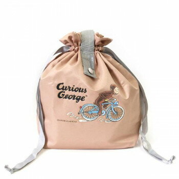 Drawstring Bags - 保冷バッグ おさるのジョージ BE CG191 コンパクト 巾着 保冷機能 軽量100g アルミコーティング エコバッグ ギフト お返し ワンハンドル ベージュ