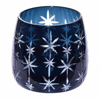 ランタン lantern 切子硝子 LED電気ローソク付 ブルー スター 32J90082G2054 ガラス 切子細工 美しい インテリア キャンプ アウトドア 照明 ゆらぎ 光
