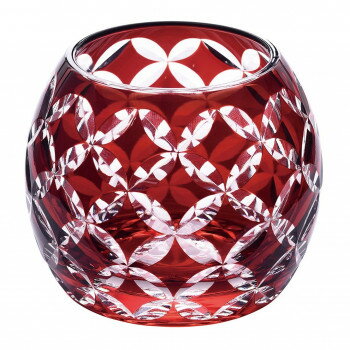 ランタン lantern 切子硝子 LED電気ローソク付 レッド フラワー 32J9007eG3054 切子細工 ガラス インテリア キャンプ アウトドア 照明 間接照明 おしゃれ ギフト お返し