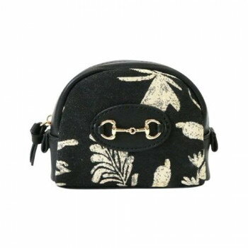 ポーチ パターンビット ST1982 ブラック ビット金具 合皮 自立 収納 コスメ クッションファンデ ポリエステル コットン 高級感 クラシック デザイン 140mm 70mm 100g 中国製