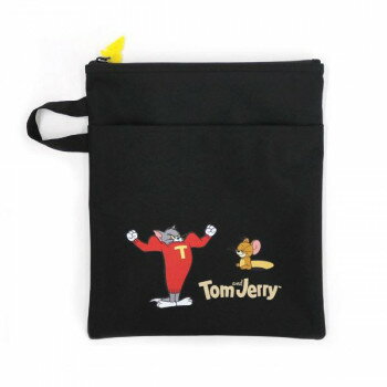 オーガナイザーポーチ トムとジェリー アクティブ ビッグ ブラック W-TJ1022 撥水 ポリエステル 大きめ 止水ファスナー キャラクター 水着 サンダル 収納 キャンプ アウトドア 汚れ拭き取り