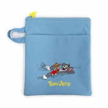 オーガナイザーポーチ トムとジェリー アクティブ ビッグ 撥水 ポリエステル 大容量 水着 サンダル 収納 キャンプ 海 アウトドア 汚れ拭き取り 止水ファスナー チーズ デザイン W-TJ1022 ブルー