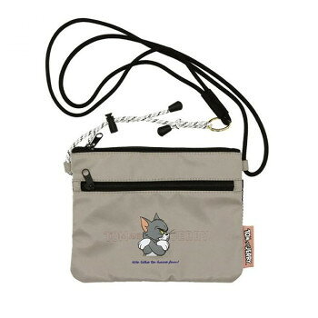 サコッシュ トムとジェリー フレンド GY W-TJ1131 グレー 200g ポリエステル メッシュポケット 背面ポケット ショルダー長さ調節 アウトドア 通学 通勤 サブバッグ