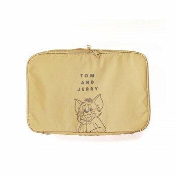 トラベルポーチ セット トムとジェリー ベージュ 大容量 メッシュポーチ2点付き 衣服収納 旅行 洗濯ネット ポリエステル W300×H200×85mm 100g BE-WTJ1423
