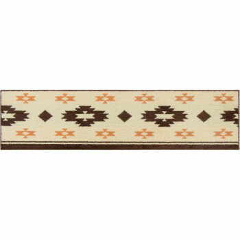 Kitchen Mats - キッチンマット カキウチ ズレSTRONG 45×180cm キリム アイボリー 滑り止め TPR素材 床暖房対応 洗濯可 たためる ポリエステル 裏面加工