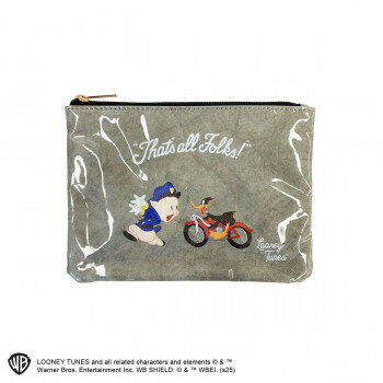 Rakuten - クラフトポーチ ルーニー・テューンズ グレー GY W-SK1331 200×145mm 100g ポリエチレン PVC 収納 旅行 メイクポーチ コード整理 ヴィンテージ クラシックアート 大人かわいい