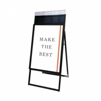 ポスターグリップスタンド 看板 常磐精工 パンフレットケース付 屋外用 A1片面 ブラック アルミ製 日本製 四辺開閉式 アクリルカバー 展示用 店頭用 PGSKP-A1KB-G