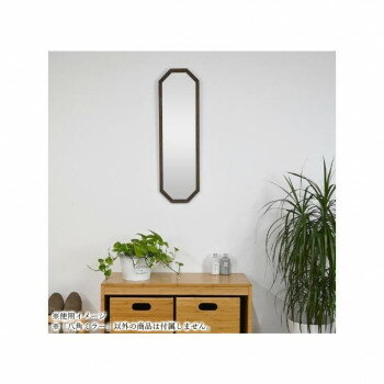 八角ミラー 壁掛け 鏡 フクダクラフト 天然木 フレーム 日本製 モダン 風水 運気 アップ ダークブラウン FS-78 DBR W23×H78cm