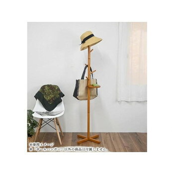 ポールハンガー フクダクラフト HP-F1644 BR 天然木 ラッカー塗装 組立式 トレー付き 収納 帽子掛け 玄関 寝室 シンプル コンパクト W44×D44×H165.5cm 2kg