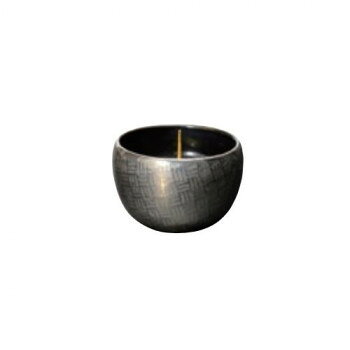 灯立 篭 市松模様 有田焼 プラチナシルバー 日本製 90g 芯金具リバーシブル 伝統 シンプルデザイン キャンドルホルダー 和モダン インテリア