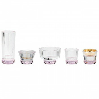 Rakuten - クリスタルガラス 5点セット 花立 灯立 香炉 茶湯器 仏器 心結 miyu 32m4008300054 高級感 リバーシブル芯 ガラス 真鍮 ステンレス