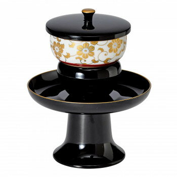 Other - 高茶台セット 九谷焼 茶碗付 日本製 5.0寸 黒 フチ金 白粒鉄仙 530750028b091 お茶 和室 茶の湯 茶道具 ギフト お返し