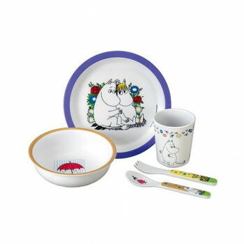 MOOMIN ムーミン メラミン食器 5点セット PTJ060212 ギフト 離乳食 ベビー 子供 食器セット プレート ボウル カップ カトラリー ブルー
