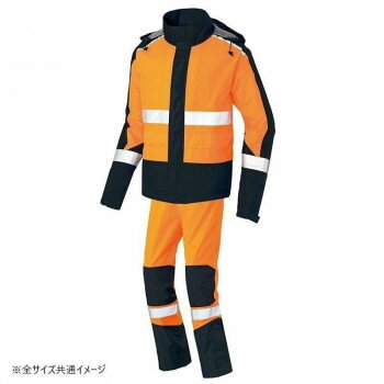 アイトス レインウエア 雨具 レインウェア 防水 透湿 防寒着 作業服 FS-1110 男女兼用 防風 ワークウェア ベンチレーション 反射テープ 視認性 高い オレンジ×ブラック M 56206