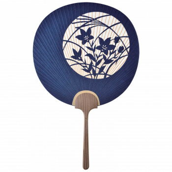 日本製 うちわ 名月 2059 団扇 和紙 竹 ギフト お土産 夏 涼 和風 伝統工芸 (紺)