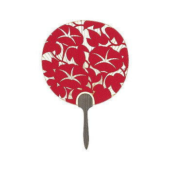 日本製 うちわ 千代女 和紙 竹 杉 片面透かしうちわ ギフト お土産 贈り物 夏 涼 扇子 (赤) 片面透かし 2102