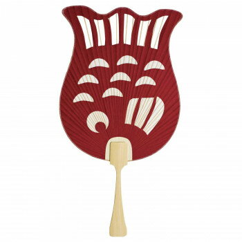 日本製 うちわ 夏休み 2207 片面透かしうちわ ギフト お土産 和紙 竹 杉 日本製うちわ (赤)