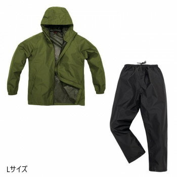 弘進ゴム B-1000 LIGHT レインスーツ レインウェア 雨具 軽量 ポリエステル 作業服 ワークウェア 防寒着 秋冬 防風 アウトドア 通勤 カーキ L H1000BB