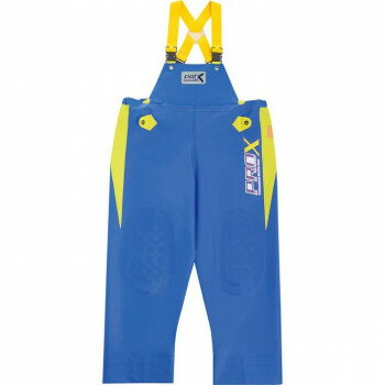 2トーンカラーのカジュアルなデザイン。胸付ズボンタイプ。ウエスト部分にはゴムが付いているので体にフィットします。またズボンの裾ははさみでカットできるのでお好みの丈に調節可能です。サイズ4L個装サイズ：50×30×2cm重量個装重量：500g素材・材質表地:PVC(抗菌・耐寒配合)裏地:ポリエステル100%仕様総厚:0.45mm裾口3段階に調節可能、尻部大型マチ入り、膝裏補強付付属品着脱式調節付サスペンダー生産国日本fk094igrjs