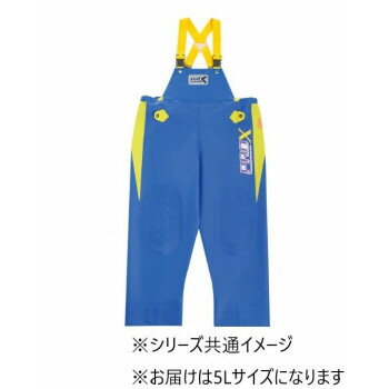 2トーンカラーのカジュアルなデザイン。胸付ズボンタイプです。ウエスト部分にはゴムが付いているので体にフィットします。またズボンの裾ははさみでカットできるのでお好みの丈に調節可能です。※上下別売りです。サイズ5L個装サイズ：50×30×2cm重量個装重量：500g素材・材質表地:PVC(抗菌・耐寒配合)裏地:ポリエステル100%、はっ水仕様総厚:0.45mm裾口3段階に調節可能尻部大型マチ入り付属品着脱式調節付サスペンダー膝裏補強生産国日本fk094igrjs