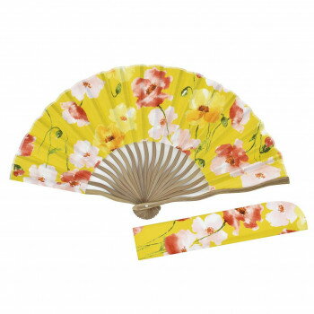 樂天商城 - 大西賢製販 Ripple×tottua 波骨布扇子 扇子袋セット SGF27-A15 扇子 夏 和風 小物 贈り物 お揃い ワンポイント レトロフラワー イエロー