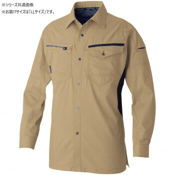 動きやすさを追求した高いストレッチ性。伸縮性抜群のストレッチ素材で動きやすい。シワになりにくく、簡単なアイロンがけ、もしくはノーアイロンでOK。生地裏側の肌離れが良くベタつきにくいのも特徴。制電性素材で静電気の発生を抑え、不快な静電気からしっかりガードしてくれます。胸二重ポケットは野帳が入る大きさです。サイズLL:胸囲114×肩巾48×着丈78×袖丈61cm個装サイズ：35×27×4cm重量個装重量：400g素材・材質本体:綿20%、ポリエステル80%ドットボタン:金属ファスナー:樹脂生産国ミャンマーfk094igrjs