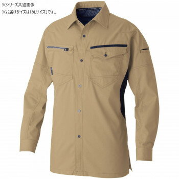 樂天商城 - 桑和 3048-02 長袖シャツ 防寒着 作業服 ワークシャツ 秋冬 防風 ストレッチ 制電 ノーアイロン ワークウェア 8Lサイズ ライトブラウン(87)