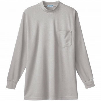 乐天商城 - 桑和 50128 長袖ローネックTシャツ 胸ポケット付き SOWA 作業服 ワークウェア 防寒着 秋冬 ストレッチ 吸汗速乾 ノーアイロン Mサイズ シルバーグレー(22)
