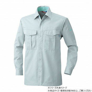 樂天商城 - 桑和 4115 長袖シャツ 防寒着 作業服 秋冬 ワークシャツ 防風 サスティナブル エコマーク 静電気防止 Mサイズ シルバーグレー(22)