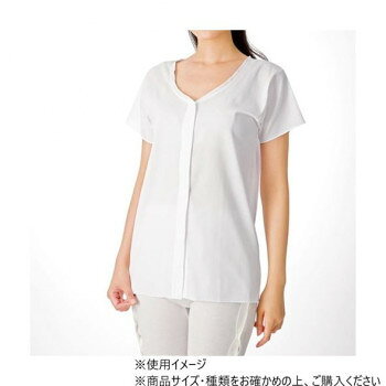 其它 - 神戸生絲 婦人クレープ前開き半袖 0534-00 防寒着 作業服 秋冬 防風 ワークウェア ワンタッチ肌着 クレープ生地 前開き 丸型マジック M CH3 ホワイト