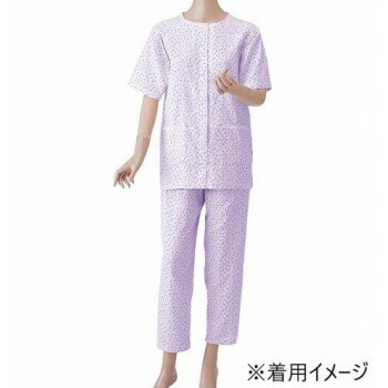 Rakuten - 神戸生絲 婦人楽らくガーゼパジャマ上下 半袖 No.900 パジャマ ガーゼ 綿100% 春夏 薄手 快適 前立てマジック ラグラン袖 ウエスト調整ゴム L パープル