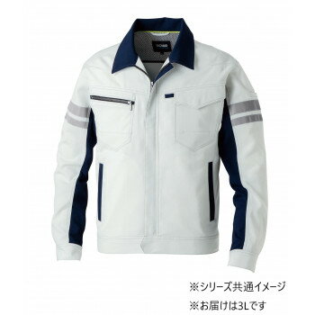 樂天商城 - 桑和 964 長袖ブルゾン 防寒着 作業服 反射材付き SOWA 秋冬 防風 ワークウェア ストレッチ 静電気防止 ブルゾン 3Lサイズ シルバーグレー(22)