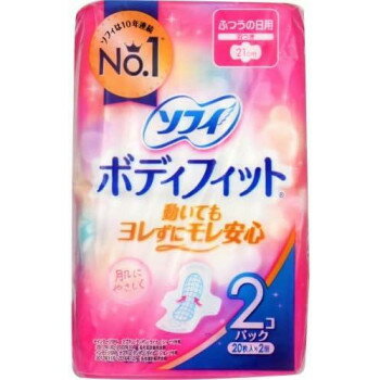 衛生 - 日本製 ソフィ ボディフィット 羽つき ふつうの日用 21cm 20枚入 500-346561-00 秋冬 防風 ワークウェア 安心 モレ防止 生理用ナプキン