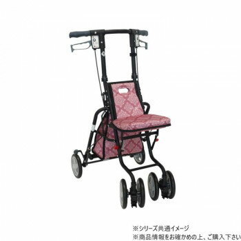 歩きやすさを追求したデザインで、脚の運びもらくらくです。手元は2WAYブレーキの連動タイプ。どちらかのブレーキで両後輪の操作ができます。サイズ幅48.5×奥行59×高さ86～92(3段階/cm)cm個装サイズ：69.0×50.0×37.0cm重量4.9kg個装重量：6600g素材・材質フレーム:アルミパイプ(粉体塗装)バッグ:ポリエステル仕様折りたたみ時:奥行35×高さ65cm座面:幅27.5×奥行20cm座面高:44cm車輪:前輪14.5×後輪14.5cmバッグ容量:約5L積載荷重:2kg最大使用者体重:80kg標準機能:折りたたみ、2WAYキャスター(左右60度、固定)、手元ブレーキ、駐車ブレーキ、座面、杖・傘立てSGマーク取得商品生産国ベトナムfk094igrjs