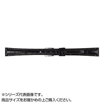 MIMOSA(ミモザ) RA型押ワニ 『日本製』 牛革時計バンド 12mm ブラック (美錠:銀) CRA-A12
