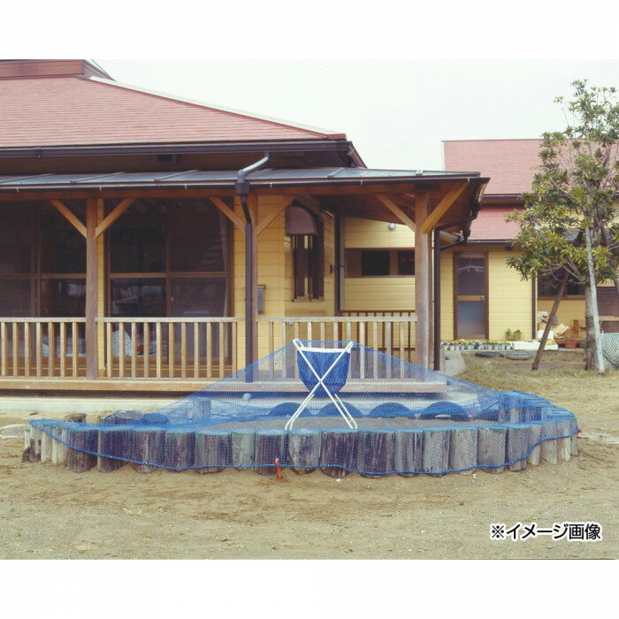 鵜沢ネット ワゴン付砂場侵入防止ネット ブルー 4×6m・ワゴン付 11051【メーカー直送】1qhc6i