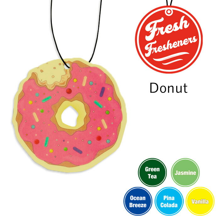 【5枚でメール便無料】 フレッシュ フレッシュナー ドーナツ　芳香剤 エアフレッシュナー 車 吊り下げ ..