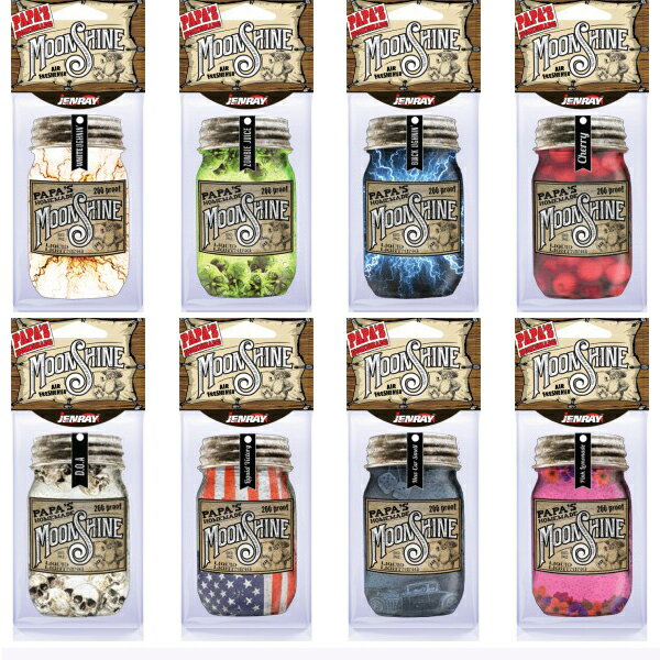 【5枚でメール便無料 + 1枚おまけ】 ムーンシャイン エアフレッシュナー 【全8種】 芳香剤 車 部屋 ガレージ 吊り下げ 瓶づめ ジャー カーフレッシュナー...