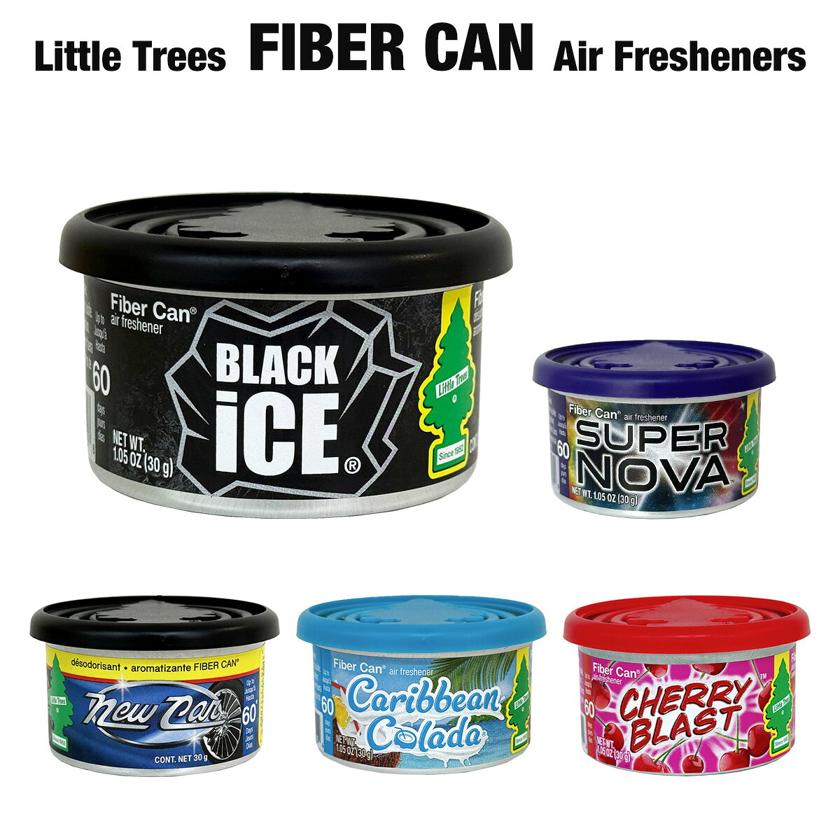 Little Trees FIBER CAN Air Fresheners 全5種 缶 芳香剤 車 カーフレッシュナー 置き型 車 アメリカン雑貨 USA アメリカ ファイバーカン 定番 部屋 ブラックアイス リトルツリー ファイバー カン エアフレッシュナー