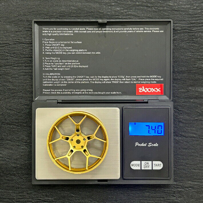 SBOXXのDRIFT FEATHERY RIM：5Y Spokes Gold Offset 6mm　 ドリフト フェザリー リム 5Yスポーク ゴールド オフセット6mm 1/10スケール 2個入り ドリフトラジコン パーツ ラジドリ ドリラジ｜アングル2