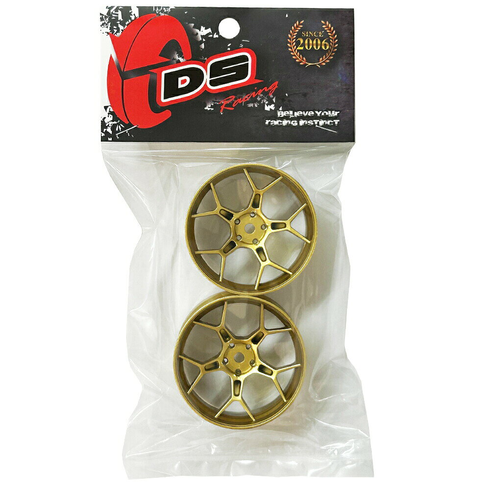 SBOXXのDRIFT FEATHERY RIM：5Y Spokes Gold Offset 6mm　 ドリフト フェザリー リム 5Yスポーク ゴールド オフセット6mm 1/10スケール 2個入り ドリフトラジコン パーツ ラジドリ ドリラジ｜アングル3